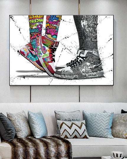 Love & Sneaker Fusion: Nike Jordan 1 OG Graffiti Splash Print Wall Poster