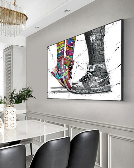 Love & Sneaker Fusion: Nike Jordan 1 OG Graffiti Splash Print Wall Poster