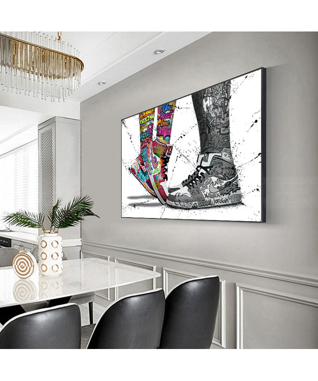 Love & Sneaker Fusion: Nike Jordan 1 OG Graffiti Splash Print Wall Poster