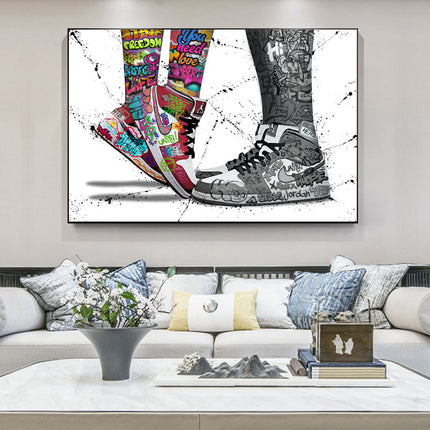 Love & Sneaker Fusion: Nike Jordan 1 OG Graffiti Splash Print Wall Poster