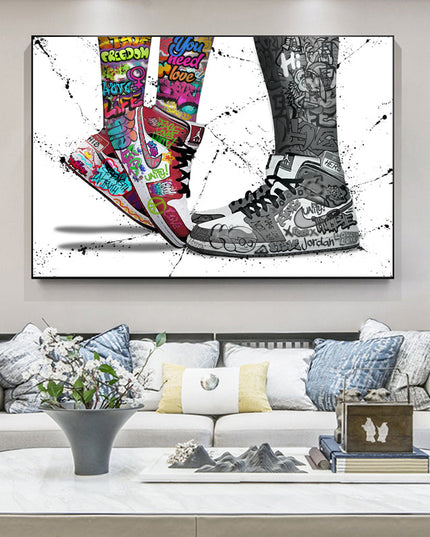 Love & Sneaker Fusion: Nike Jordan 1 OG Graffiti Splash Print Wall Poster