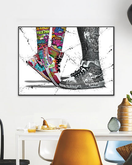 Love & Sneaker Fusion: Nike Jordan 1 OG Graffiti Splash Print Wall Poster