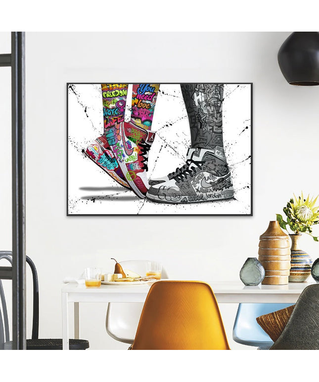 Love & Sneaker Fusion: Nike Jordan 1 OG Graffiti Splash Print Wall Poster