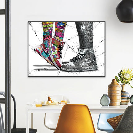 Love & Sneaker Fusion: Nike Jordan 1 OG Graffiti Splash Print Wall Poster