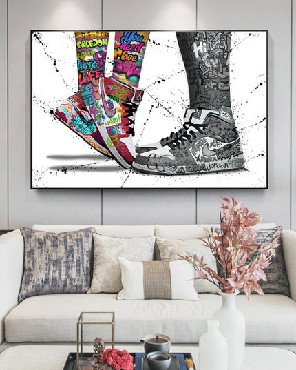 Love & Sneaker Fusion: Nike Jordan 1 OG Graffiti Splash Print Wall Poster
