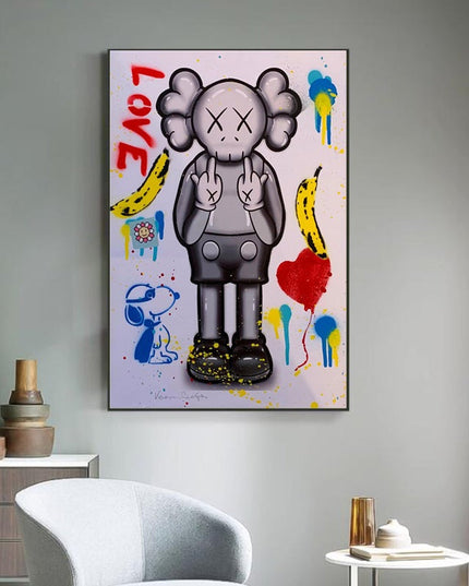 Love You: KAWS XX Creative Canvas Print Poster Wall Poster
