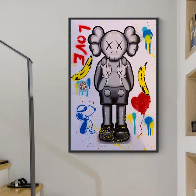 Love You: KAWS XX Creative Canvas Print Poster Wall Poster