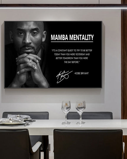Mamba Mentality: Inspirational Quotes by Kobe Bryant Canvas Print Wall Poster