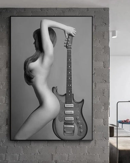 Melodic Serenity: Nordic Style Beauty with Guitar Wall Art Poster 