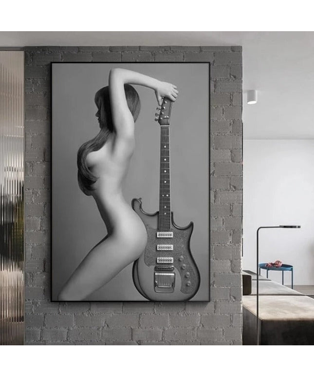 Melodic Serenity: Nordic Style Beauty with Guitar Wall Art Poster 