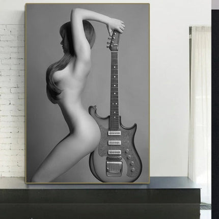 Melodic Serenity: Nordic Style Beauty with Guitar Wall Art Poster 