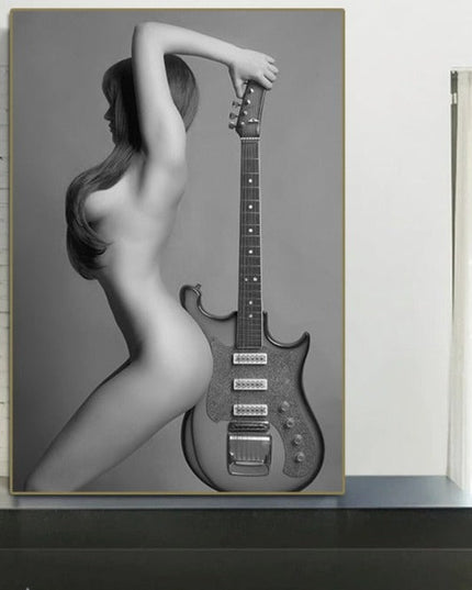 Melodic Serenity: Nordic Style Beauty with Guitar Wall Art Poster 