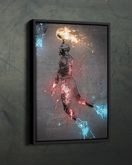 Michael Jordan Neon Splash Chicago Bulls Canvas Print: Artistic Tribute Wall Decor