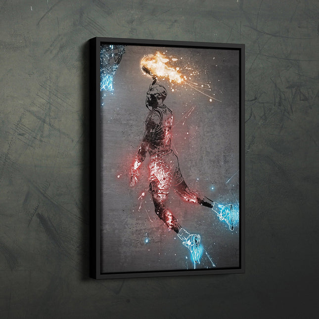 Michael Jordan Neon Splash Chicago Bulls Canvas Print: Artistic Tribute Wall Decor