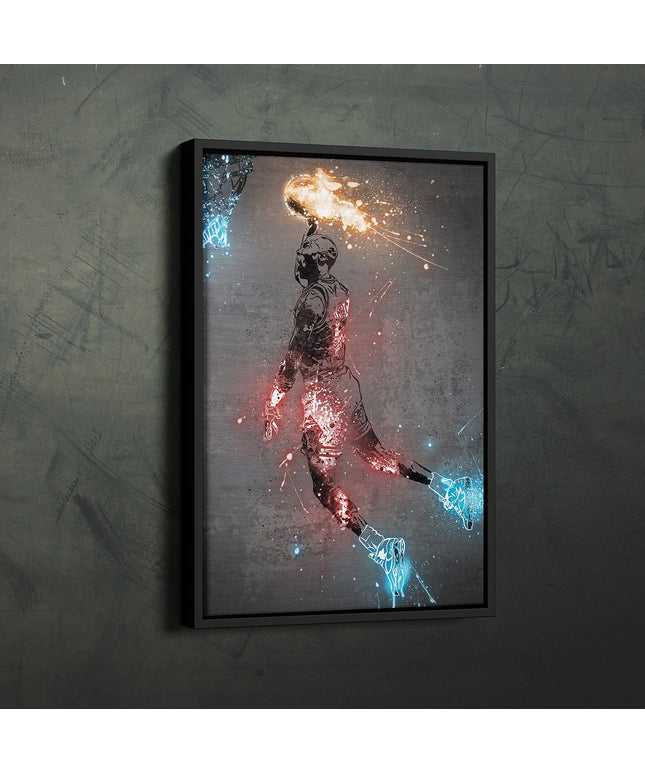 Michael Jordan Neon Splash Chicago Bulls Canvas Print: Artistic Tribute Wall Decor