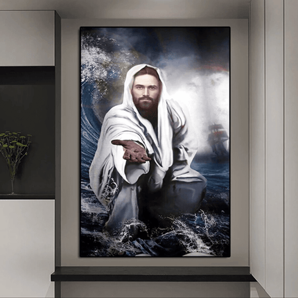 Miraculous Savior: Jesus Walking on Water Canvas Poster 