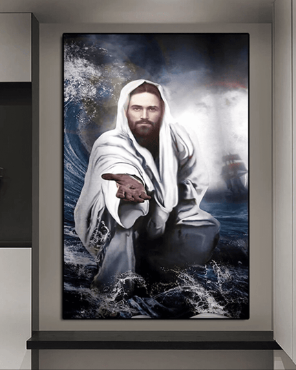 Miraculous Savior: Jesus Walking on Water Canvas Poster 