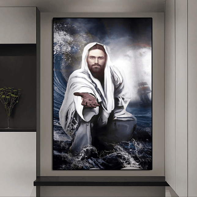 Miraculous Savior: Jesus Walking on Water Canvas Poster 