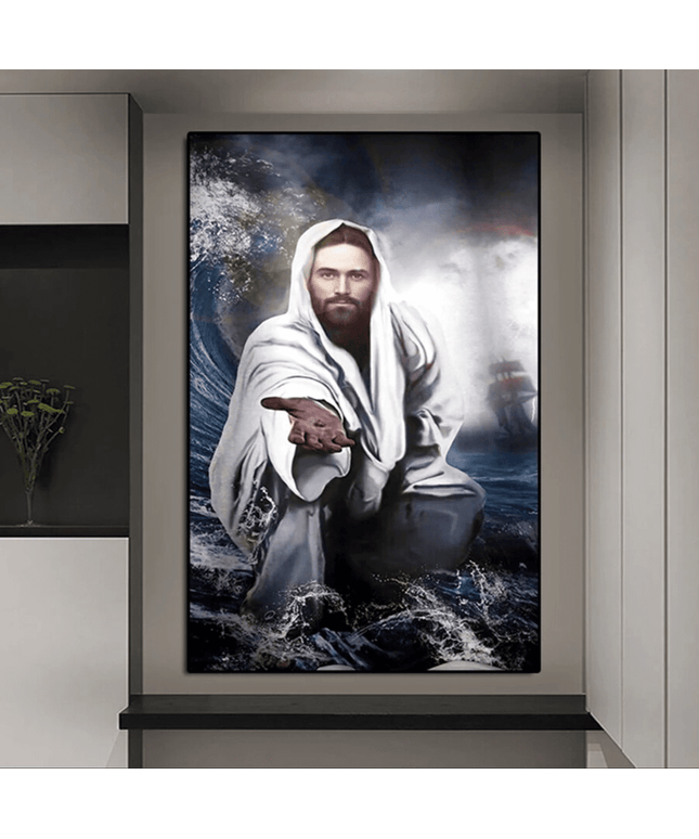Miraculous Savior: Jesus Walking on Water Canvas Poster 