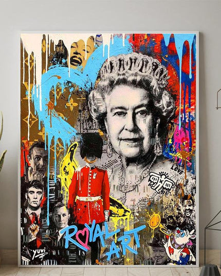 Monarch Mashup: Queen Elizabeth with Famous Graffiti Print Wall Poster