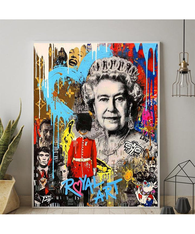 Monarch Mashup: Queen Elizabeth with Famous Graffiti Print Wall Poster