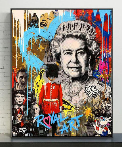 Monarch Mashup: Queen Elizabeth with Famous Graffiti Print Wall Poster