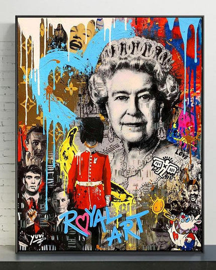 Monarch Mashup: Queen Elizabeth with Famous Graffiti Print Wall Poster