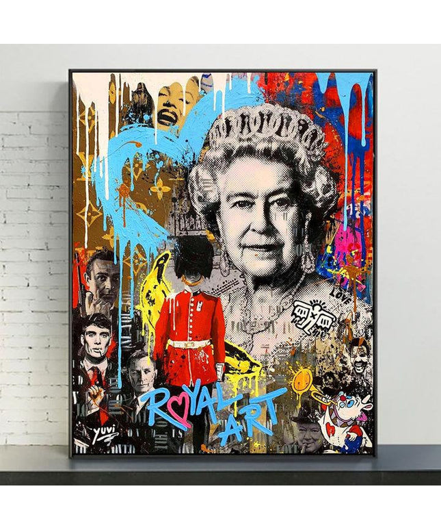 Monarch Mashup: Queen Elizabeth with Famous Graffiti Print Wall Poster