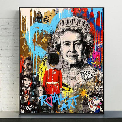 Monarch Mashup: Queen Elizabeth with Famous Graffiti Print Wall Poster