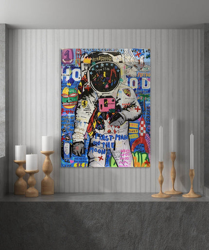Moondance - First Man on the Moon Playful Graffiti Canvas Poster Wall Poster