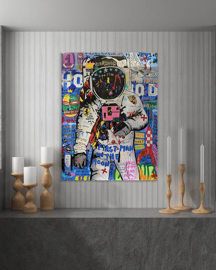 Moondance - First Man on the Moon Playful Graffiti Canvas Poster Wall Poster