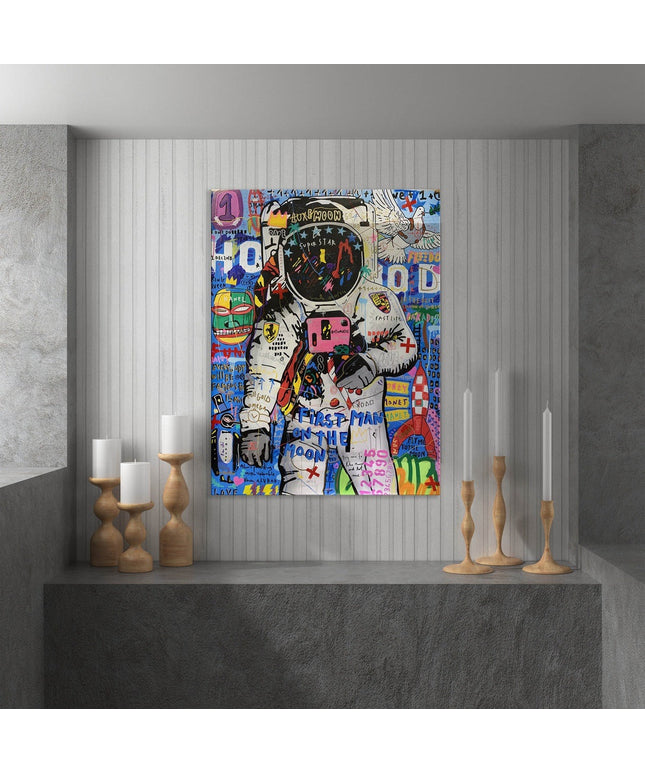 Moondance - First Man on the Moon Playful Graffiti Canvas Poster Wall Poster