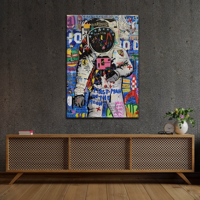 Moondance - First Man on the Moon Playful Graffiti Canvas Poster Wall Poster
