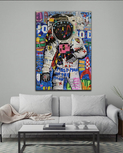 Moondance - First Man on the Moon Playful Graffiti Canvas Poster Wall Poster