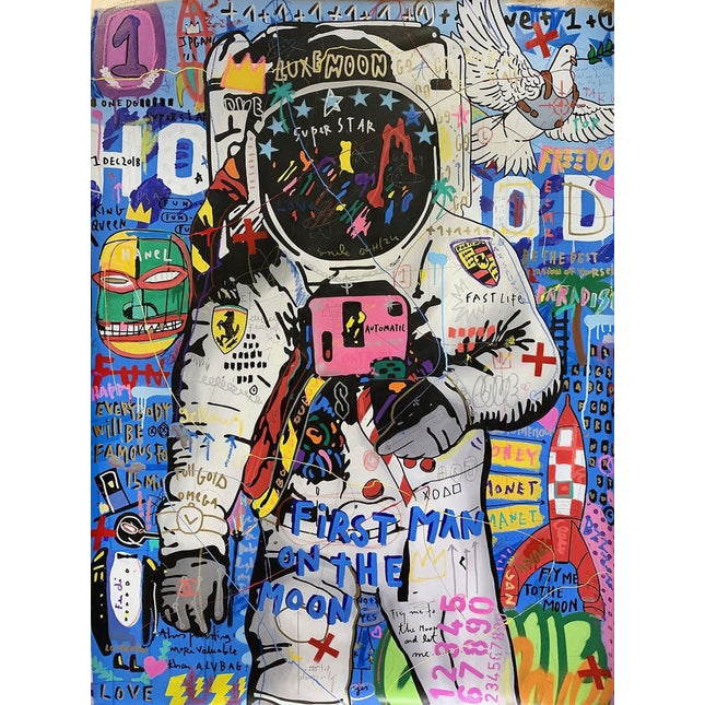 Moondance - First Man on the Moon Playful Graffiti Canvas Poster Wall Poster