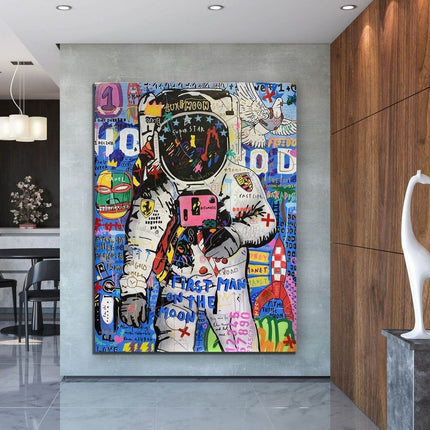 Moondance - First Man on the Moon Playful Graffiti Canvas Poster Wall Poster