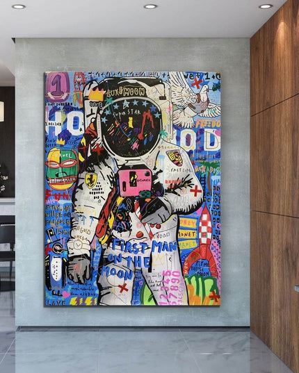 Moondance - First Man on the Moon Playful Graffiti Canvas Poster Wall Poster