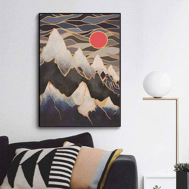 Mountain Sunrise Canvas Art - Landscape Wall Poster