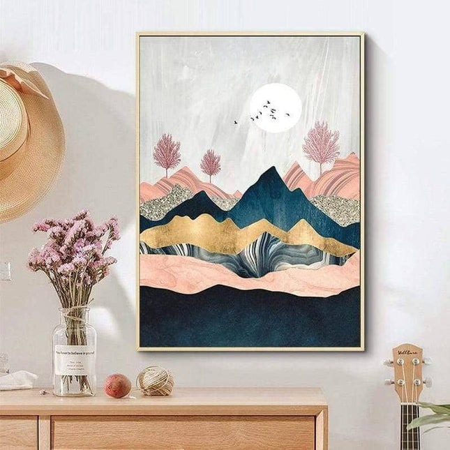 Mountain Sunrise Canvas Art - Landscape Wall Poster