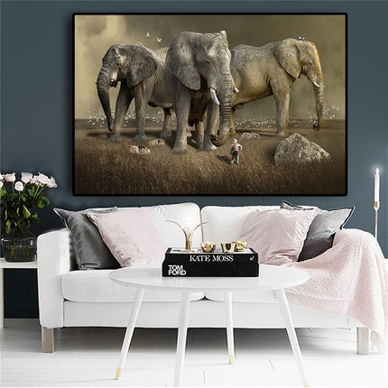 Nature's Guardians: Africa Elephant Animal Canvas Poster 