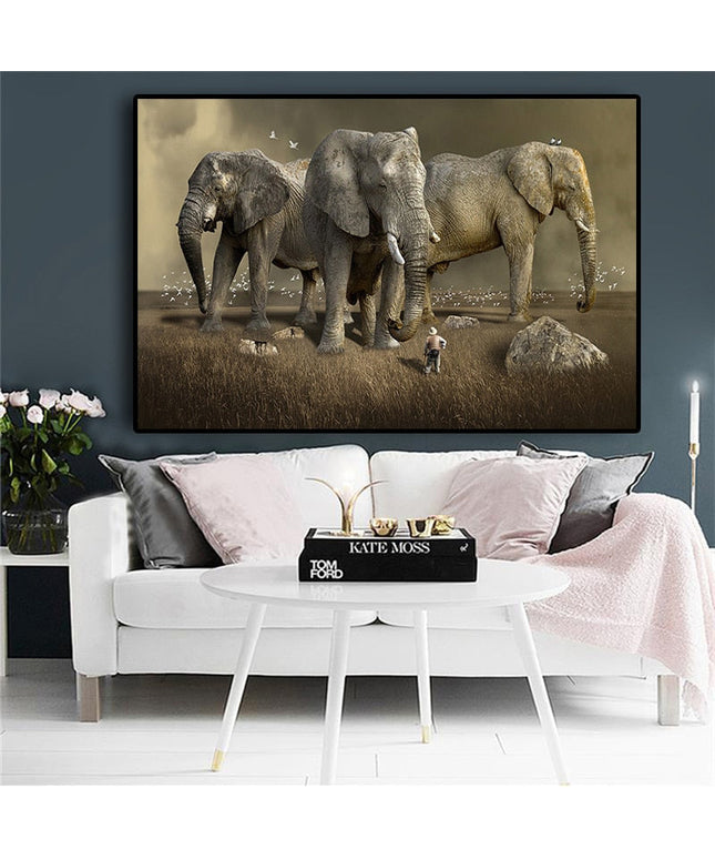 Nature's Guardians: Africa Elephant Animal Canvas Poster 