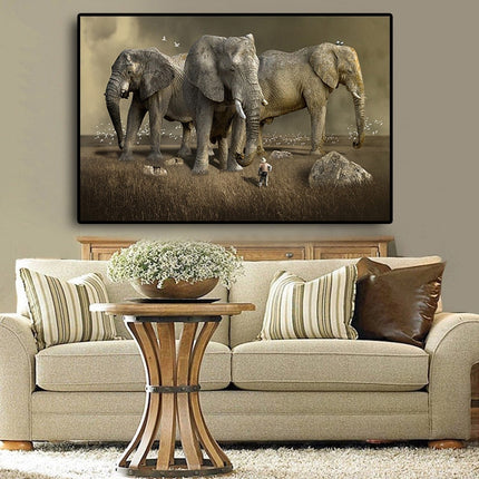 Nature's Guardians: Africa Elephant Animal Canvas Poster 