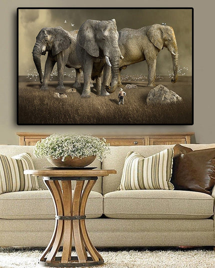 Nature's Guardians: Africa Elephant Animal Canvas Poster 