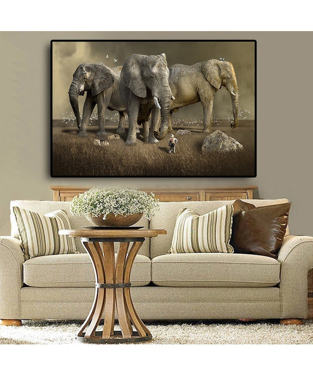 Nature's Guardians: Africa Elephant Animal Canvas Poster 