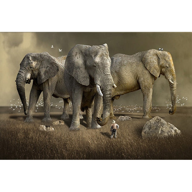 Nature's Guardians: Africa Elephant Animal Canvas Poster 