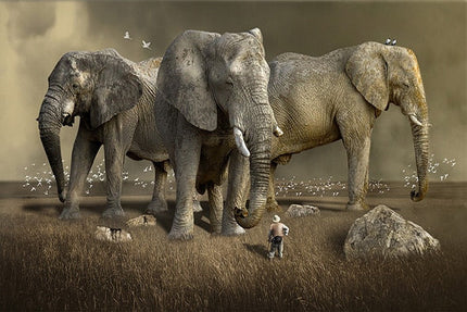 Nature's Guardians: Africa Elephant Animal Canvas Poster 