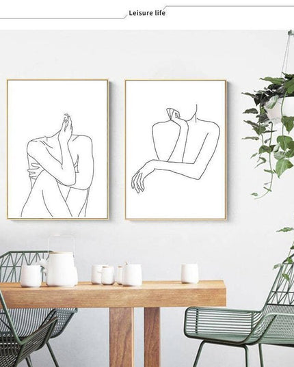 Nordic Abstract Line Art Canvas Print - Stylish Wall Poster