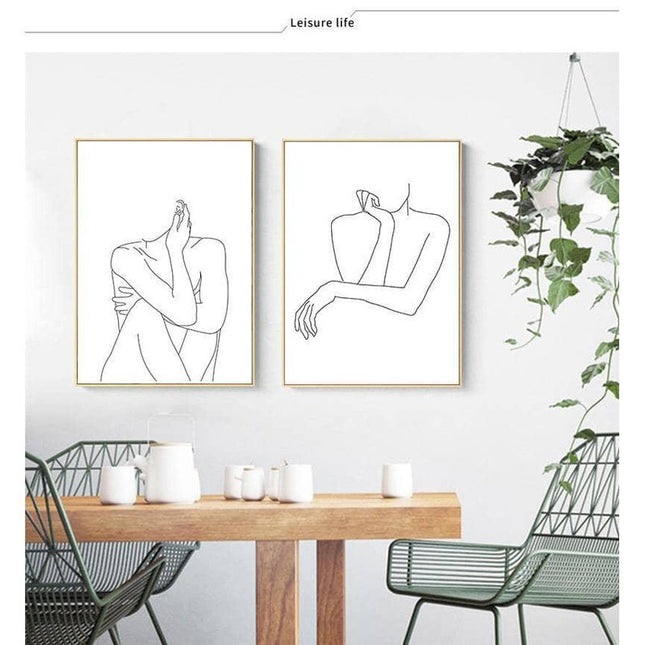 Nordic Abstract Line Art Canvas Print - Stylish Wall Poster
