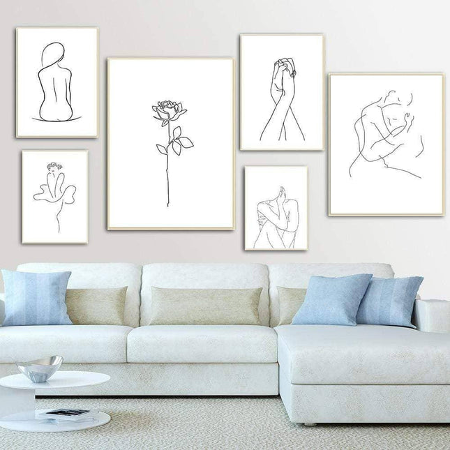 Nordic Abstract Line Art Canvas Print - Stylish Wall Poster