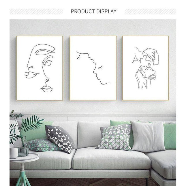 Nordic Abstract Line Art Canvas Print - Stylish Wall Poster